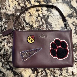 Coach Maroon Handbag with Fun Patches